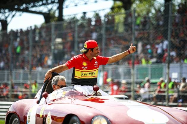 Italy, Monza, 03 09 2023, Autodromo di Monza, F1 Grand Prix of Italy Race, Carlos Sainz of Spain and Ferrari during the drivers parade Monza Autodromo di Monza Monza Italy  eu-images-645