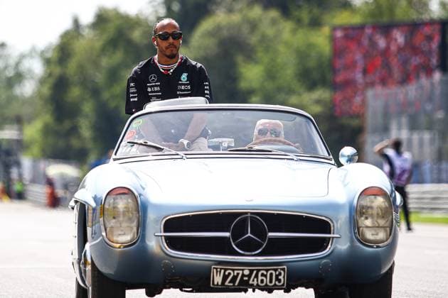 Italy, Monza, 03 09 2023, Autodromo di Monza, F1 Grand Prix of Italy Race, Lewis Hamilton of Great Britain and Mercedes during the drivers parade Monza Autodromo di Monza Monza Italy  eu-images-645