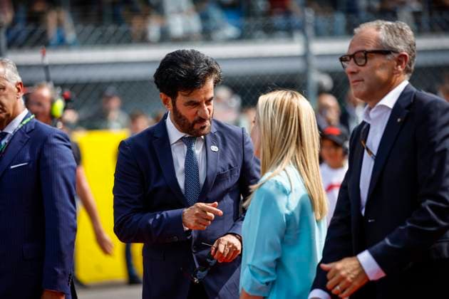 BEN SULAYEM Mohammed (uae), President of the FIA, portrait with Italian prime minister Meloni Giorgia and DOMENICALI Stefano (ita), Chairman and CEO Formula One Group FOG during the 2023 Formula 1 Pirelli Grand Premio d™Italia Grand Prix, 14th round of the 2023 Formula One World Championship, WM, Weltmeisterschaft from September 1 to 3, 2023 on the Autodromo Nazionale di Monza, in Monza, Italy - F1 - ITALIAN GRAND PRIX 2023 - RACE DPPI Panoramic  _R3_9589