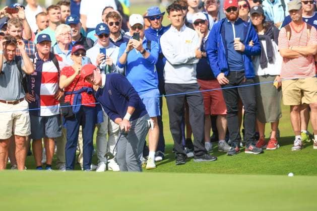 3rd September 2023; Old Course at St Andrews, St Andrews, Fife, Scotland; Walker Cup, Final Round; Nick Dunlap of the United States of America putts on the eighteenth green on the Old Course, St Andrews, during a foursomes match  ActionPlus12550403 DavidxYoung