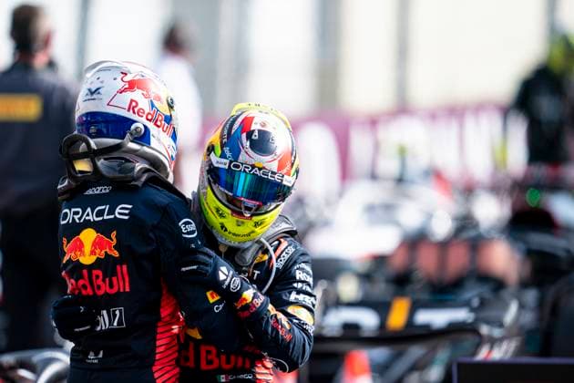 September 3, 2023, Monza, Italy: MAX VERSTAPPEN of the Netherlands and Red Bull Racing and SERGIO PEREZ of Mexico and Red Bull Racing after the 2023 FIA Formula 1 Italian Grand Prix at Autodromo Nazionale Monza in Monza, Italy. Monza Italy - ZUMAg147 20230903_fap_g147_001 Copyright: xJamesxGasperottix