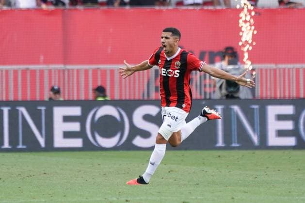 Joie - Youcef Atal (OGC Nice) FOOTBALL : OGC Nice vs RC Strasbourg - Ligue 1 Uber Eats - Nice - 03 09 2023 NorbertScanella Panoramic 