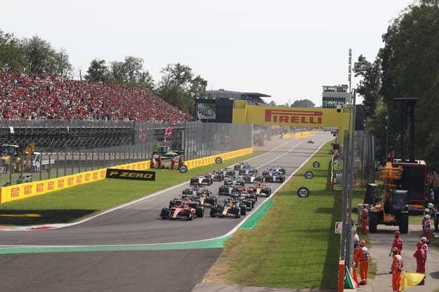 FORMULA 1 PIRELLI GRAN PREMIO D ITALIA 2023 03 09 2023, Autodromo Nazionale di Monza, Monza, FORMULA 1 PIRELLI GRAN PREMIO D ITALIA 2023 ,in picture race start Carlos Sainz Jr ESP , Scuderia Ferrari, Max Verstappen NLD , Oracle Red Bull Racing, Charles Leclerc MCO , Scuderia Ferrari, George Russell GBR , Mercedes AMG Petronas Formula One Team, Fernando Alonso ESP , Aston Martin Aramco Cognizant Formula One Team, Lewis Hamilton GBR , Mercedes AMG Petronas Formula One Team, Oscar Piastri AUS , McLaren F1 Team, Fernando Alonso ESP , Aston Martin Aramco Cognizant Formula One Team, Nico Hülkenberg DEU , Moneygram Haas F1 Team nordphotoxGmbHx xBratic nph00250