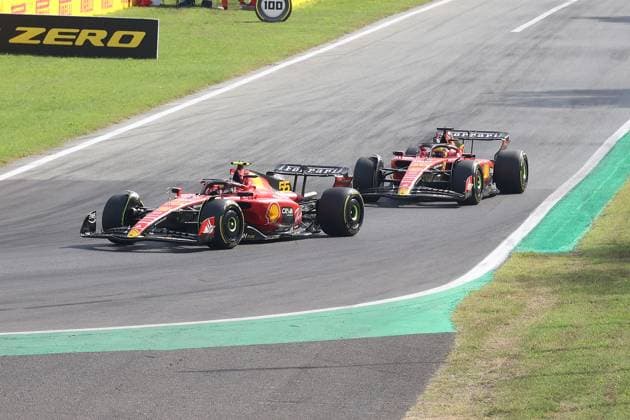 FORMULA 1 PIRELLI GRAN PREMIO D ITALIA 2023 03 09 2023, Autodromo Nazionale di Monza, Monza, FORMULA 1 PIRELLI GRAN PREMIO D ITALIA 2023 ,in the picture Carlos Sainz Jr ESP , Scuderia Ferrari, Charles Leclerc MCO , Scuderia Ferrari nordphotoxGmbHx xBratic nph00250