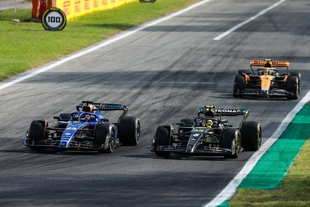 23 Alexander Albon THA, Williams Racing , 44 Lewis Hamilton GBR, Mercedes AMG Petronas F1 Team , F1 Grand Prix of Italy at Autodromo Nazionale Monza on September 3, 2023 in Monza, Italy Photo by HOCH ZWEI Monza Italy