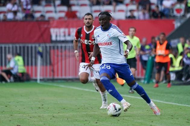 Marvin Senaya (RC Strasbourg) FOOTBALL : OGC Nice vs RC Strasbourg - Ligue 1 Uber Eats - Nice - 03 09 2023 NorbertScanella Panoramic 