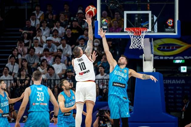 Basketball Okinawa 03 09 2023 FIBA Basketball World Cup 2023 World Championship Men Round 2 Germany GER Slovenia SLO Daniel Theis Germany, No 10 LUKA DONCIC Slovenia, No 77