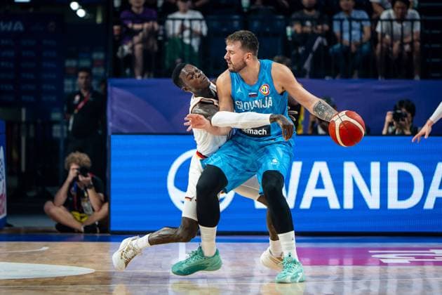 Basketball Okinawa 03 09 2023 FIBA Basketball World Cup 2023 Mens World Cup Round 2 Germany GER Slovenia SLO Dennis Schröder Schroeder Germany, No 17 Schröder Schroder LUKA DONCIC Slovenia, No 77