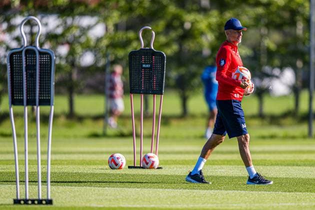230904 Stale Solbakken, head coach of the Norwegian national football team during a training session on September 4, 2023 in Lillestrom Photo Marius Simensen BILDBYRAN COP 238 bbeng football fotboll fotboll norge norway practice soccer training trening träning  Copyright: MARIUSxSIMENSEN BB230904BB343