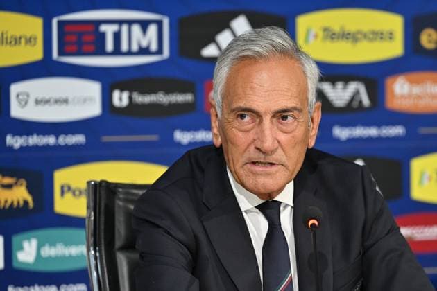President of the Italian Football Federation (FIGC) Gabriele Gravina attends a press conference, PK, Pressekonferenz during Press conference of new Head of Italy Delegation Gianluigi Buffon, Other in Florence, Italy, September 04 2023  Copyright: xLisaxGuglielmi IPAxSportx xipa-ax xx 0 IPA_IPA40059319