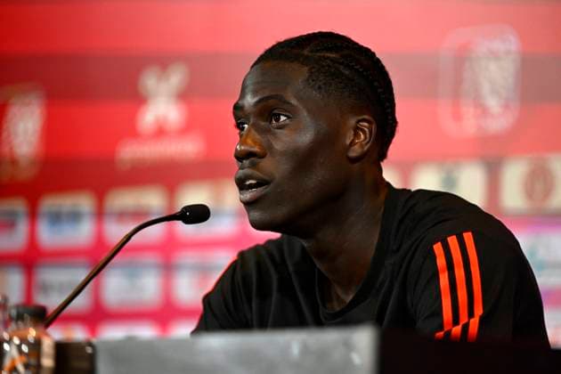 Belgium National Football Team - media activities 5 09 2023 Tubize, Belgium - September 5 : Onana Amadou during a press conference, PK, Pressekonferenz prior to European Qualifiers EURO 2024 qualification match between Azerbaijan and Belgium on September 05, 2023 in Tubize, Belgium, 5 09 2023 Tubize Belgium  Copyright: xPeterxDexVoechtx