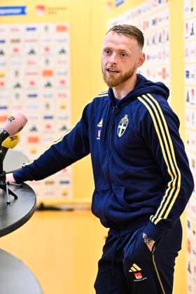STOCKHOLM 20230905 Viktor Johansosn during a press conference with the national football team before the European Championship qualifier against Estonia STOCKHOLM SWEDEN x10060x  Copyright: xHenrikxMontgomery TTx FOTBOLL EM-KVAL PRESSTRÄFF
