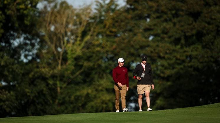 2023 Horizon Irish Open, The K Club, Kildare 6 9 2023 Rory McIlroy is interviewed as he walks down the 4th fairway Rory McIlroy is interviewed as he walks down the 4th fairway 6 9 2023  Copyright: x INPHO BenxBradyx BB1_1608