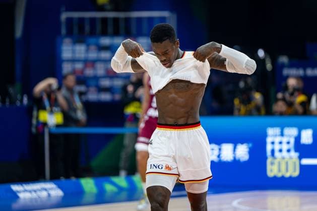 Basketball Manila Pasay 06 09 2023 FIBA Basketball World Cup 2023 Mens World Cup Quarterfinals Germany GER Latvia LAT Dennis Schröder Schroeder Germany, No 17 Schröder Schroder Muscles Abdomen Sixpack