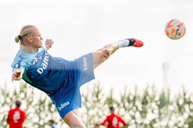 230906 Erling Braut Haaland of the Norwegian national football team during a training session on September 6, 2023 in Lillestrom Photo Vegard Grott BILDBYRAN code VG VG0514 bbeng fotball football soccer football training training practice norge norway  Copyright: VEGARDxGRoTT BB230906VG013