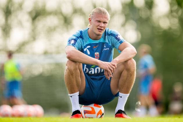 230906 Erling Braut Haaland of the Norwegian national football team during a training session on September 6, 2023 in Lillestrom Photo Vegard Grott BILDBYRAN code VG VG0514 bbeng fotball football soccer football training training practice norge norway  Copyright: VEGARDxGRoTT BB230906VG014