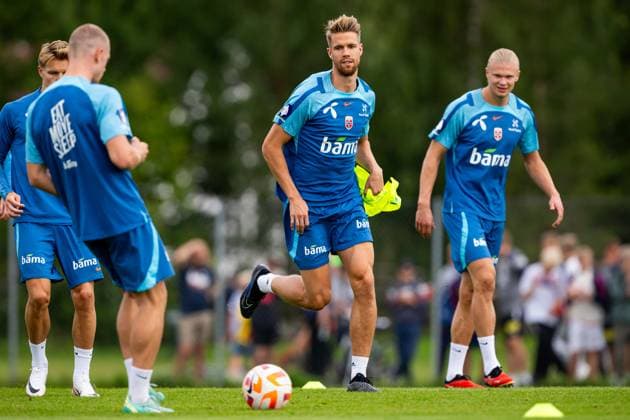 230906 Kristoffer Ajer of the Norwegian national soccer team during a training session on September 6, 2023 in Lillestrom Photo Vegard Grott BILDBYRAN code VG VG0514 bbeng football soccer football soccer football training training practice norge norway  Copyright: VEGARDxGRoTT BB230906VG028