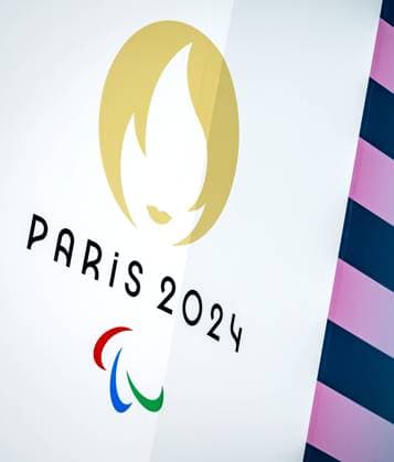 MONTIGNY-LE-BRETONNEUX - Logo of the 2024 Paralympic Games Paris at the Velodrome de Saint-Quentin-en-Yvelines (Velodrome National) during the venue tour for journalists in the run-up to the 2024 Olympic Games, Olympische Spiele, Olympia, OS in Paris. ANP REMKO DE WAAL xVIxANPxSportx xxANPxIVx 477444180 originalFilename: 477444180.jpg