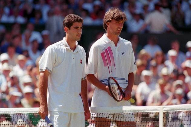 PETE SAMPRAS Professional Tennis Player. Born Washington DC, USA. 1994 Wimbledon Tennis Champion. With Right) GORAN IVANISEVIC. Professional Tennis Player. Born Split, Croatia. COMPULSORY CREDIT: UPPA Photoshot Photo UGL 007922 B-01 03.07.1994 PETE SAMPRAS Professional Tennis Player. Born Washington DC, USA. 1994 Wimbledon Tennis Champion. With Right) GORAN IVANISEVIC. Professional Tennis Player. Born Split, Croatia. COMPULSORY CREDIT: Talking Photoshot Photo UGL 007922 B-01 03.07.1994, Credit:Photoshot Avalon United Kingdom  Copyright: xPhotoshotx xAvalonx 0504053182