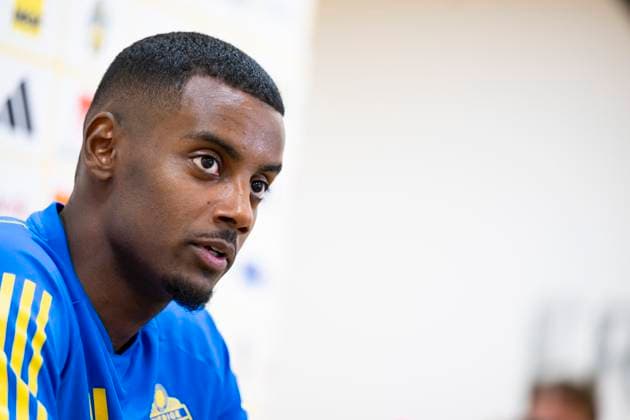 SOLNA 20230907 Alexander Isak at todays press conference at Friends arena before the national and European Championship qualifying match against Estonia SOLNA SWEDEN x10050x  Copyright: xPontusxLundahl TTx SVENSKA LANDSLAGET TRÄNING FRIENDS ARENA