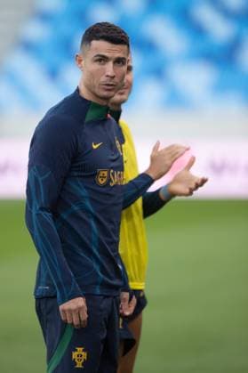 Slovakia vs. Portugal UEFA EURO, EM, Europameisterschaft,Fussball Cristiano Ronaldo Portugal football national team, Nationalteam player Cristiano Ronaldo during the training session at Narodny futbalovy stadion (National football stadium Tehelne pole) in Bratislava ahead of the Euro 2024 qualifying match against Slovakia. Bratislava, Slovakia, September 07, 2023. Photo by Branislav Racko Copyright: xx _BRR7357