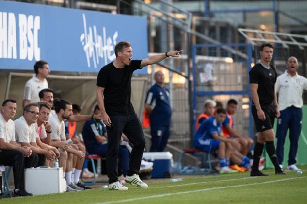 Football, U20, season 2023 24, Elite League U20 1 matchday , Germany U20 Italy U20 in Berlin, coach Hannes Wolf U20 Germany , 07 09 2023, Copyright: xSebastianxRäppold MatthiasxKochx