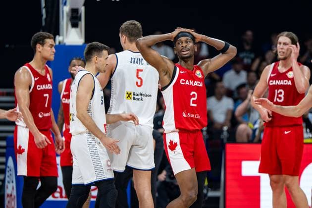 Basketball Manila Pasay 08 09 2023 FIBA Basketball World Cup 2023 Mens World Cup Semifinals Serbia SRB Canada CAN Shai Gilgeous Alexander Canada, No 02 Stunned