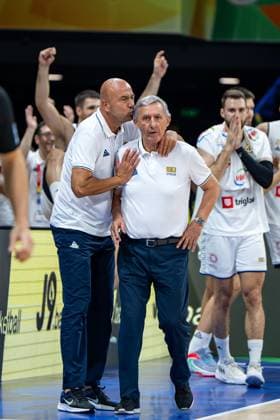Basketball Manila Pasay 08 09 2023 FIBA Basketball World Cup 2023 Mens World Cup Semifinals Serbia SRB Canada CAN Serbia wins and is in the final of the World Cup Svetislav Pesic Serbia, coach jubilation Serbia