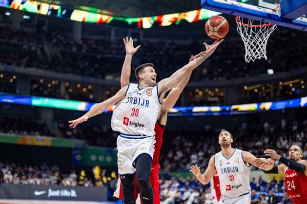 Basketball Manila Pasay 08 09 2023 FIBA Basketball World Cup 2023 Mens World Cup Semifinals Serbia SRB Canada CAN Aleksa Avramovic Serbia, No 30
