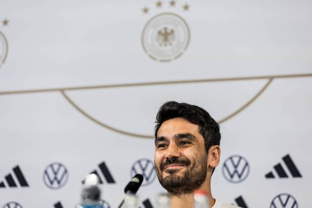 DFB A Nationalmannschaft Herren Press Conference 08 09 2023 Ilkay Guendogan Germany smiles DFB A Nationalmannschaft Herren Press Conference,Wolfsburg, VW Autostadt on 08 09 2023 DFB REGULATES PROHIBIT ANY USE OF PHOTOGRAPHS AS IMAGE SEQUENCES AND OR QUASI VIDEO Copyright: xBEAUTIFULxSPORTS Wunderlx