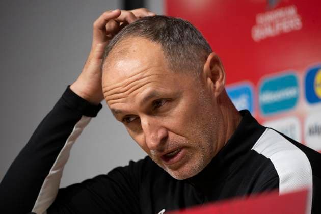 TALLIN 20230908 Estonia coach Tomas Häberli at the press conference ahead of tomorrows European Championship qualifier against Sweden TALLIN ESTONIA x10060x  Copyright: xHenrikxMontgomery TTx EM-KVAL ESTLAND PK TALLIN