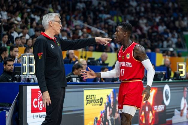 Basketball Manila Pasay 08 09 2023 FIBA Basketball World Cup 2023 Mens World Cup Semifinals United States of America USA Germany GER Gordon Herbert Germany, national coach Dennis Schröder Schroeder Germany, No 17 Schröder Schroder