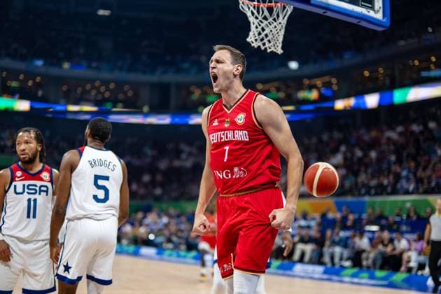 Basketball Manila Pasay 08 09 2023 FIBA Basketball World Cup 2023 Mens World Cup Semifinals United States of America USA Germany GER Johannes Voigtmann Germany, No 07