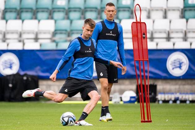 TALLIN 20230908 Estonias national team players Mattias Käit and Rasmus Peetson ahead of tomorrows European Championship qualifier against Sweden TALLIN ESTONIA x10060x  Copyright: xHenrikxMontgomery TTx EM-KVAL ESTLAND TALLIN