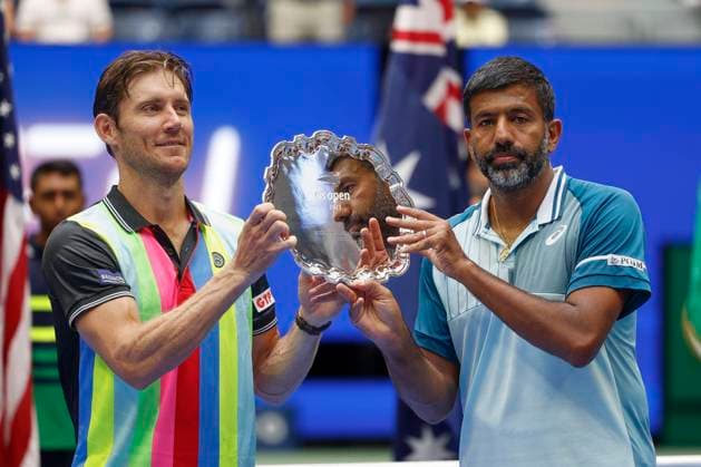 Finalists Rohan Bopanna, Matthew Ebden, Mens Doubles, Award Ceremony, Presentation Arthur Ashe Stadium, US Open Championships 2023, USTA Billie Jean King National Tennis Center, Flushing Meadows, New York, USA Copyright: xJuergenxHasenkopfx