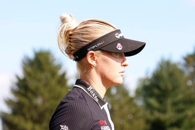 CINCINNATI, OH - SEPTEMBER 08: LPGA, Golf Damen golfer Charley Hull walks the 14th hole during the second round of the Kroger Queen City Championship at the Kenwood Country Club in Cincinnati, Ohio. (Photo by Brian Spurlock Icon Sportswire) GOLF: SEP 08 LPGA Kroger Queen City Championship EDITORIAL USE ONLY Icon230908055