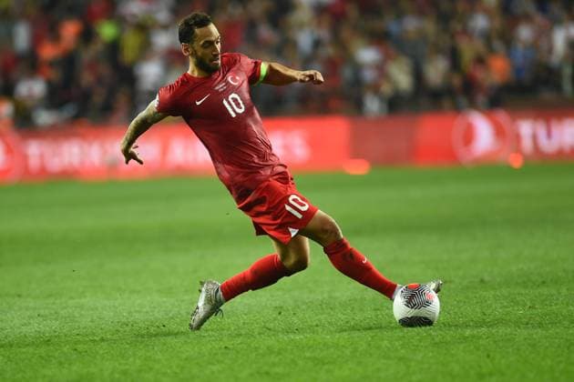 Hakan Calhanoglu of Turkey during the UEFA EURO, EM, Europameisterschaft,Fussball 2024 European qualifier match between Turkey and Armenia at New Eskisehir Stadium on September 8, 2023 in Eskisehir, Turkey. (Photo by SeskimPhoto ) 