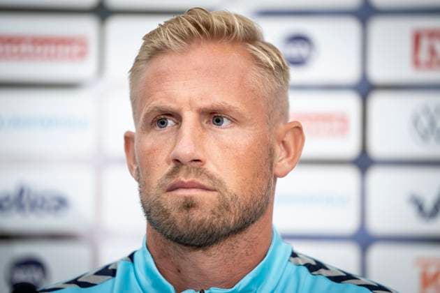 Danish goalkeeper Kasper Schmeichel during a press conference before the Euro 2024 group H qualifying match against Finland in Helsinki, Finland, Saturday September 9, 2023 , Denmark  Copyright: RitzauxScanpix MadsxClausxRasmussenx spdk20230909-152710-L