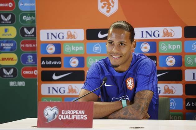 DUBLIN, 10-09-2023, Aviva Stadium, EURO Qualifier, EM, Europameisterschaft sseason 2023 2024 between Ireland and the Netherlands. Netherlands player Virgil van Dijk during the press conference, PK, Pressekonferenz Netherlands in Dublin  x22276413x Copyright: