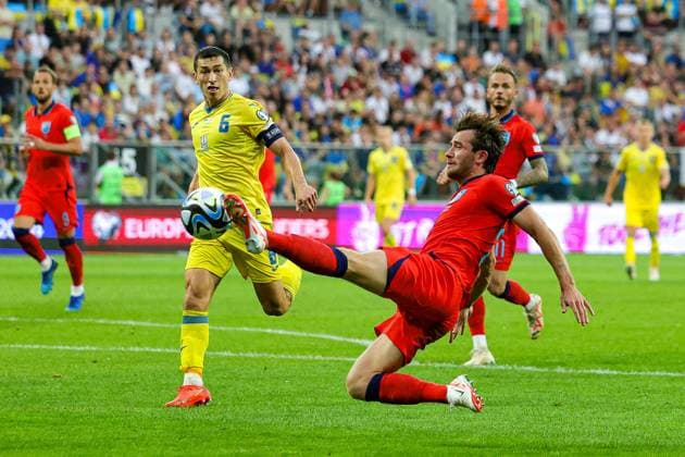 Ukraine v England UEFA European 2024 Qualifier 09 09 2023. Ben Chilwell of England during the UEFA European 2024 Qualifier match between Ukraine and England at Wroclaw Stadium, Wroclaw, Poland on 9 September 2023. Editorial use only , Copyright: xNigelxKeenex PSI-17984-0015