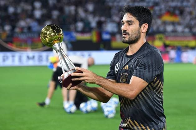 Soccer international match Germany Japan on 09 09 2023 at Volkswagen Arena in Wolfsburg Ilkay Gündogan Germany was awarded footballer of the year by kicker DFB regulations prohibit any use of photographs as image sequences and or quasi video xRx