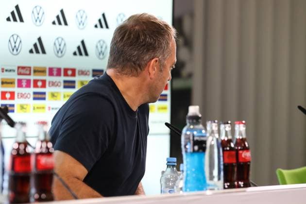 National coach Hansi Flick Germany press conference after the friendly match Germany vs Japan at the VW Arena in Wolfsburg Football,man,men,Germany,09 09 2023