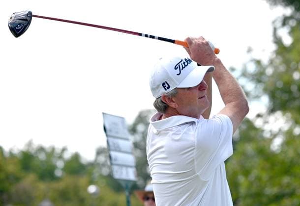 JENNINGS, MO - SEPTEMBER 09: Golfer Wes Short Jr hits his shot on the 3 tee during the second round of the PGA, Golf Herren Tour Champions Ascension Charity Classic on September 09, 2023, at Norwood Hills Country Club in Jennings, Mo. (Photo by Keith Gillett Icon Sportswire) GOLF: SEP 09 PGA Tour Champions Ascension Charity Classic EDITORIAL USE ONLY Icon23090965