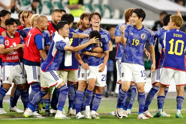 Bilder des Jahres 2023, Sport 09 September Sport Themen der Woche KW36 Japan team group, Mannschaftsbild, Totale (JPN), SEPTEMBER 9, 2023 - Football Soccer : Japan team group celebrate Ao Tanaka s goal during FIFA International Friendly, Länderspiel, Nationalmannschaft match between Germany 1-4 Japan at the Volkswagen Arena in Wolfsburg, Germany. Noxthirdxpartyxsales  (228809328)