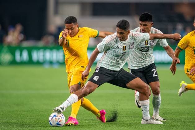 ARLINGTON, TX - SEPTEMBER 09: during an International Friendly, Länderspiel, Nationalmannschaft between Australia and Mexico on Sept 9, 2023, at AT&T Stadium in Arlington, TX. (Photo by Chris Leduc Icon Sportswire) SOCCER: SEP 09 Mexico vs Australia EDITORIAL USE ONLY Icon23090926