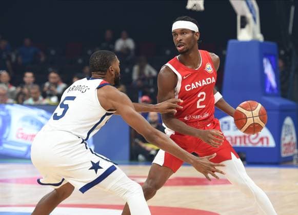 USA vs CANADA SHAI GILGEOUS - ALEXANDER, basketball player of Canada, at the FIBA World Cup match against USA, for 3rd place, at MOA Arena. Manila, 10.09.2023. photo: Nebojsa Parausic MN press photo BASKETBALL, FIBA, WORLD CUP, USA, CANADA Manila MOA Arena Philippines Copyright: xNebojsaxParausicx xMNxPressx