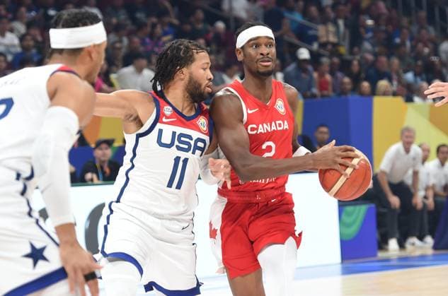 USA vs CANADA SHAI GILGEOUS - ALEXANDER, basketball player of Canada, at the FIBA World Cup match against USA, for 3rd place, at MOA Arena. Manila, 10.09.2023. photo: Nebojsa Parausic MN press photo BASKETBALL, FIBA, WORLD CUP, USA, CANADA Manila MOA Arena Philippines Copyright: xNebojsaxParausicx xMNxPressx