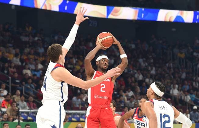 USA vs CANADA SHAI GILGEOUS - ALEXANDER, basketball player of Canada, at the FIBA World Cup match against USA, for 3rd place, at MOA Arena. Manila, 10.09.2023. photo: Nebojsa Parausic MN press photo BASKETBALL, FIBA, WORLD CUP, USA, CANADA Manila MOA Arena Philippines Copyright: xNebojsaxParausicx xMNxPressx