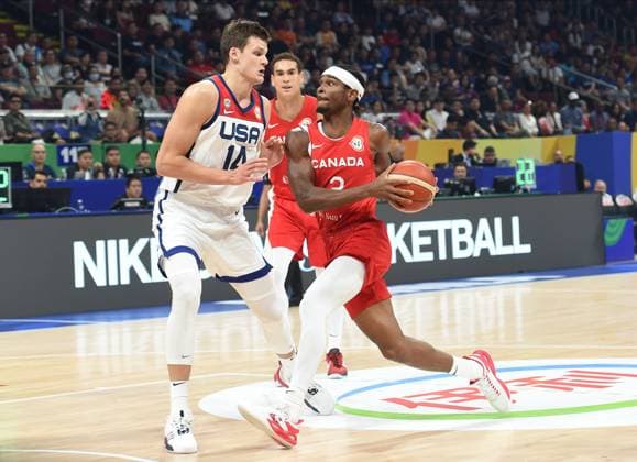 USA vs CANADA SHAI GILGEOUS - ALEXANDER, basketball player of Canada, at the FIBA World Cup match against USA, for 3rd place, at MOA Arena. Manila, 10.09.2023. photo: Nebojsa Parausic MN press photo BASKETBALL, FIBA, WORLD CUP, USA, CANADA Manila MOA Arena Philippines Copyright: xNebojsaxParausicx xMNxPressx