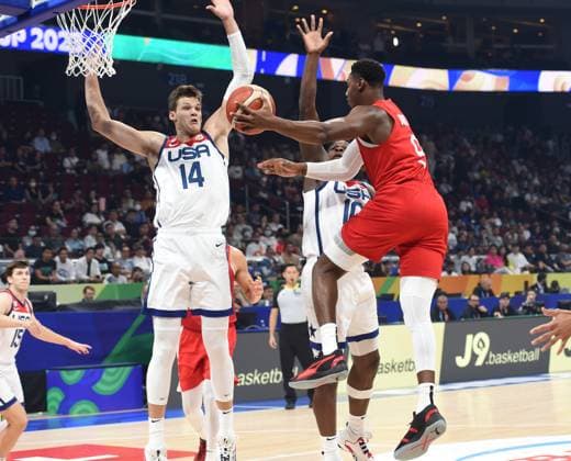 USA vs CANADA RJ BARRETT, basketball player of Canada, at the FIBA World Cup match against USA, for 3rd place, at MOA Arena. Manila, 10.09.2023. photo: Nebojsa Parausic MN press photo BASKETBALL, FIBA, WORLD CUP, USA, CANADA Manila MOA Arena Philippines Copyright: xNebojsaxParausicx xMNxPressx